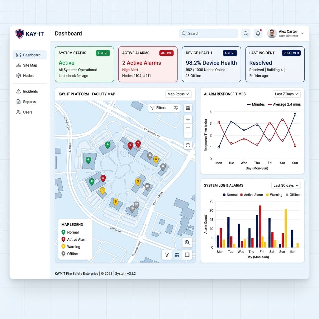 KAY-IT Fire Safety Dashboard Mockup