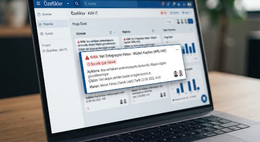 Kritik veri entegrasyon hatası bildirimi gösteren KAY-IT ekranı